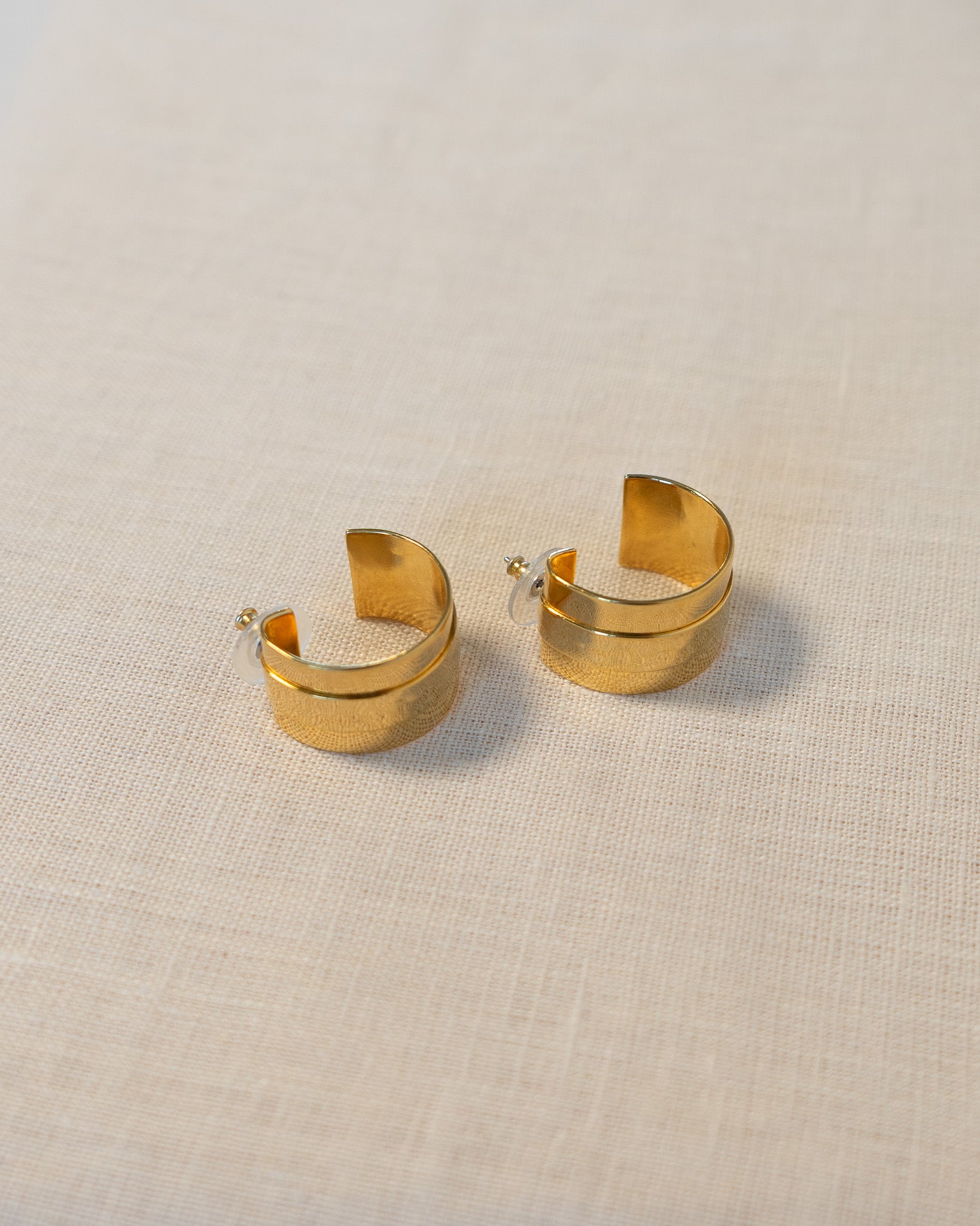 90s Hammered Flat Wide Hoop Earrings