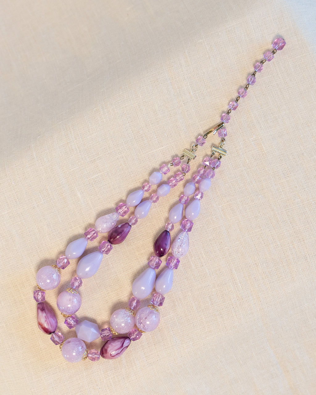 60s Western Germany Amethyst Beads Layered Necklace