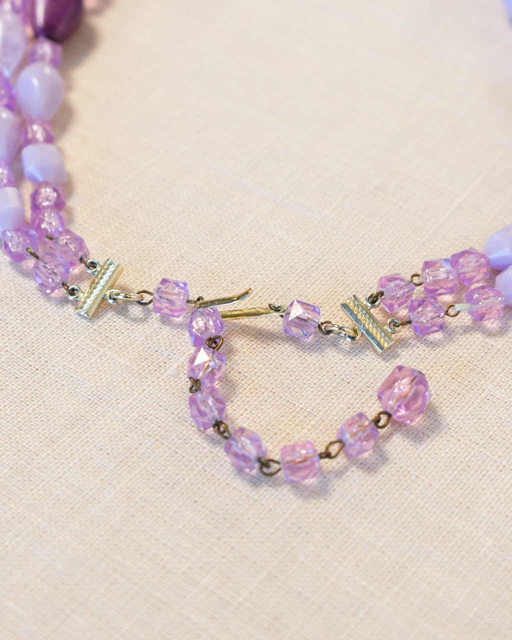60s Western Germany Amethyst Beads Layered Necklace