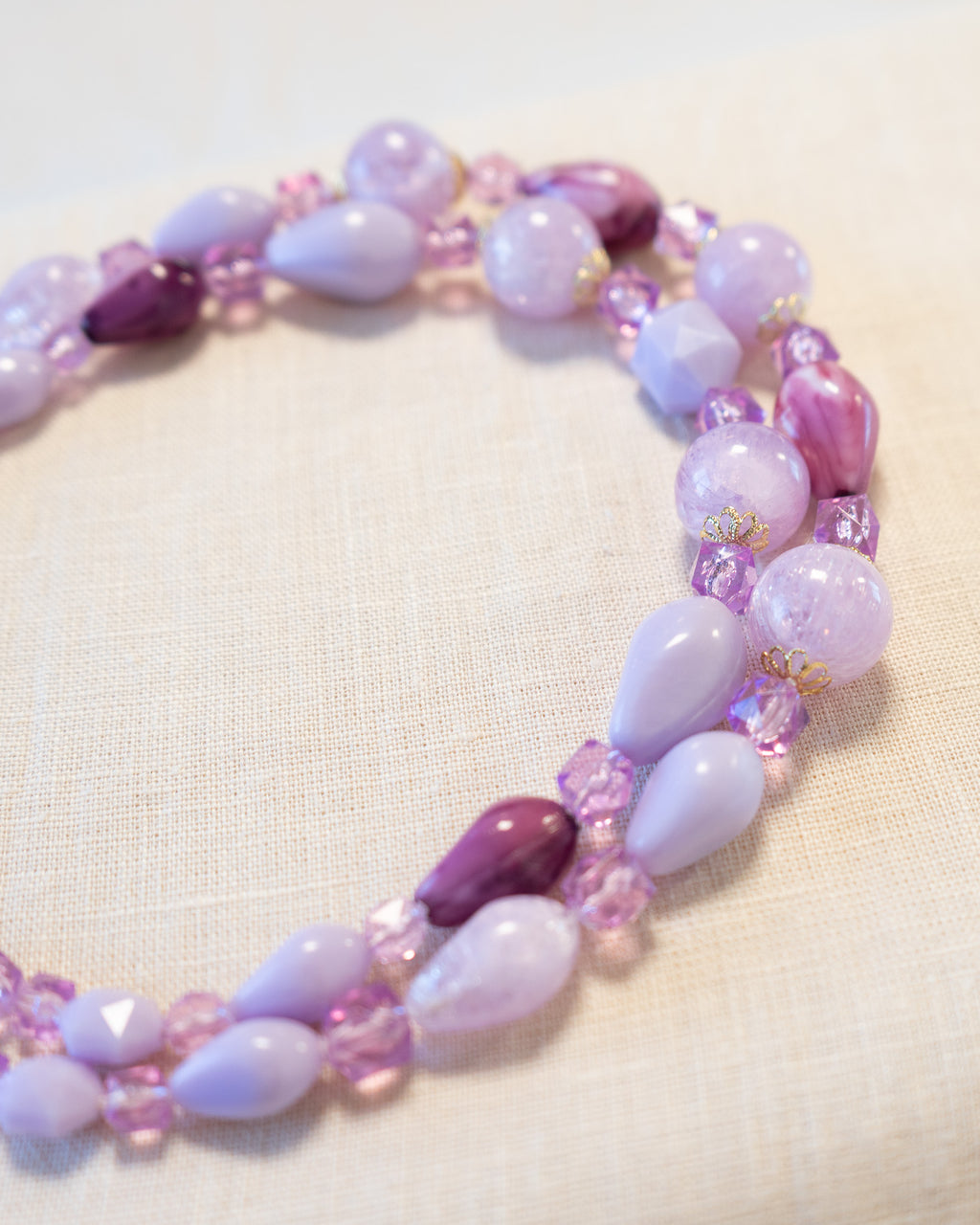 60s Western Germany Amethyst Beads Layered Necklace
