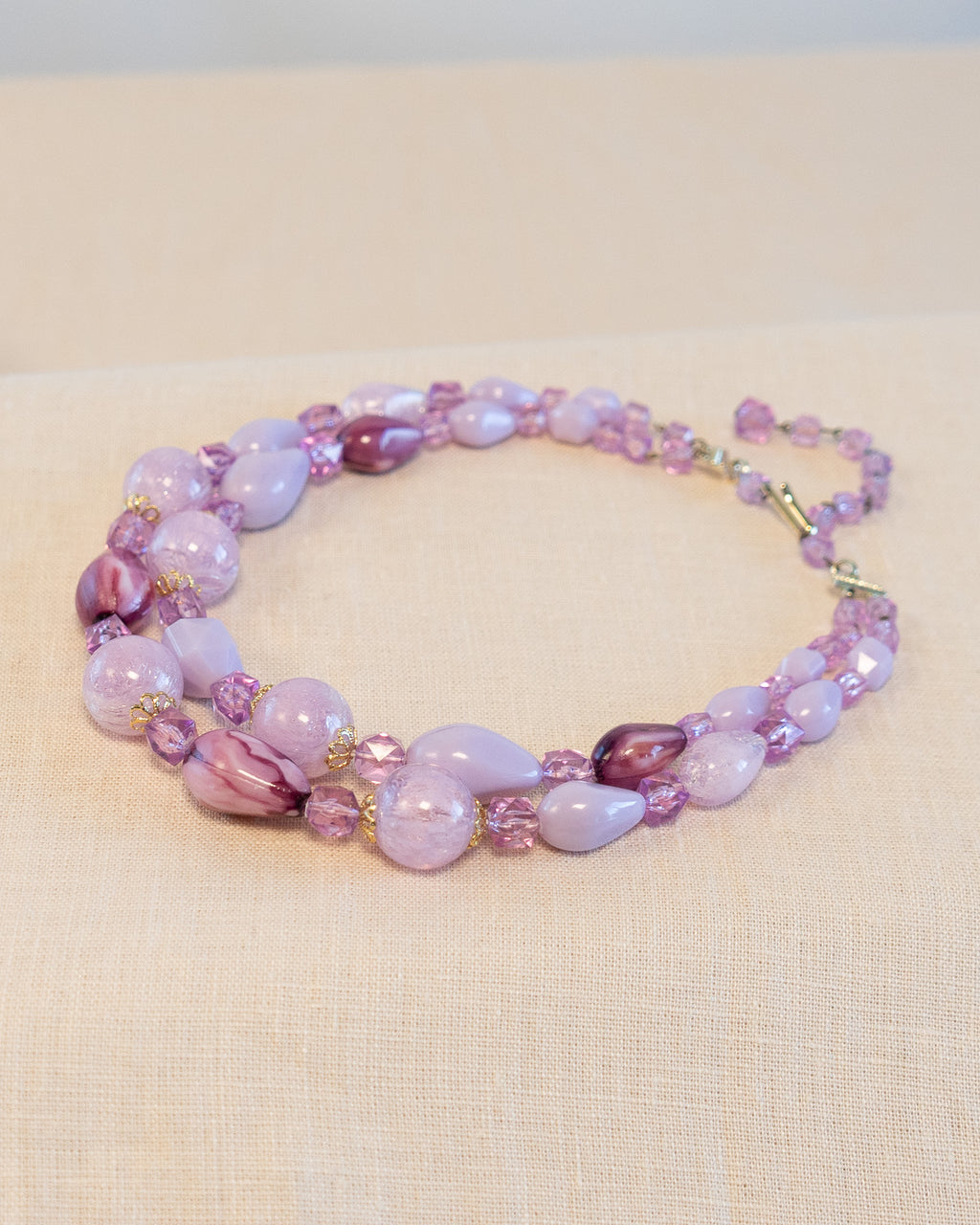 60s Western Germany Amethyst Beads Layered Necklace