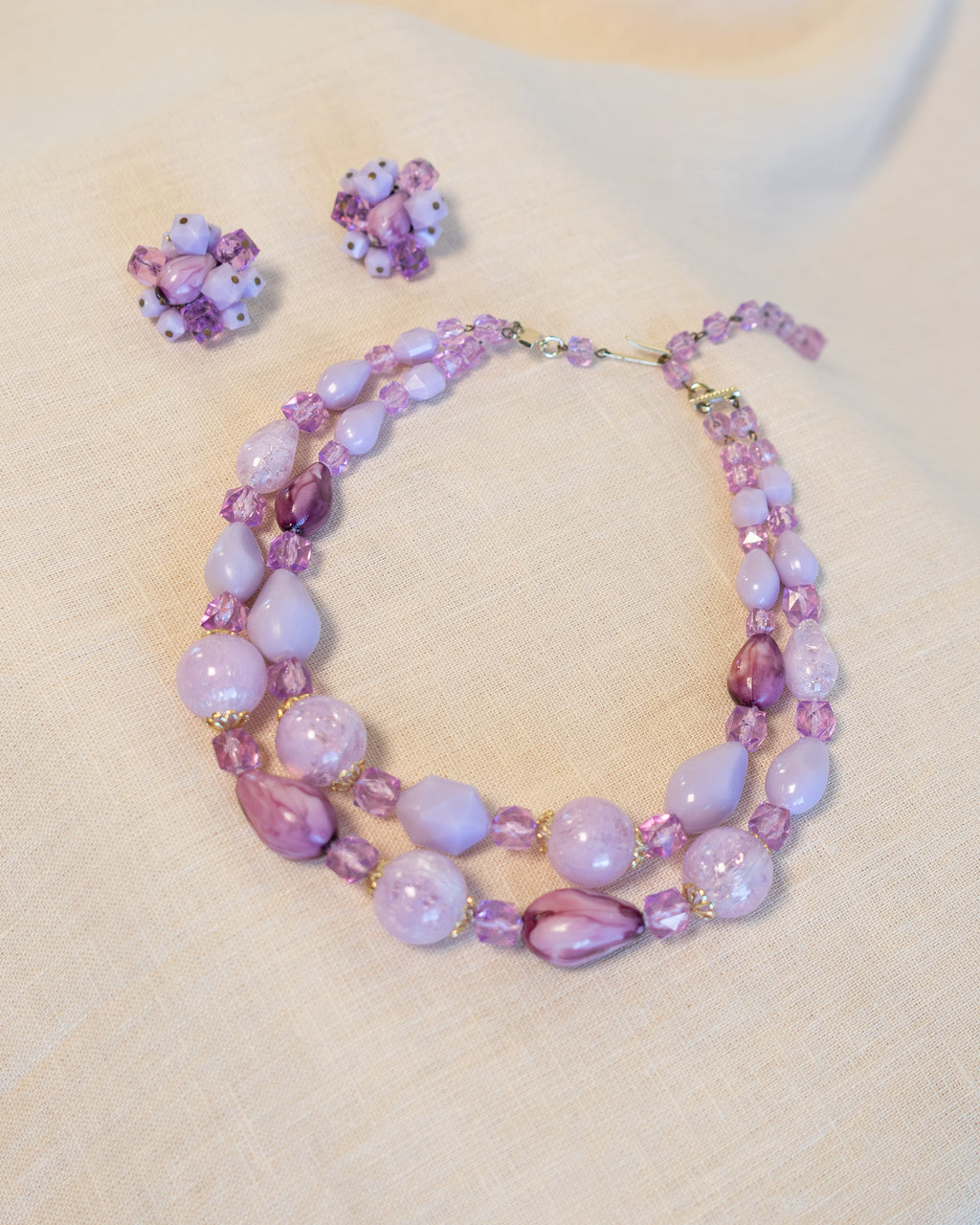 60s Western Germany Amethyst Beads Layered Necklace