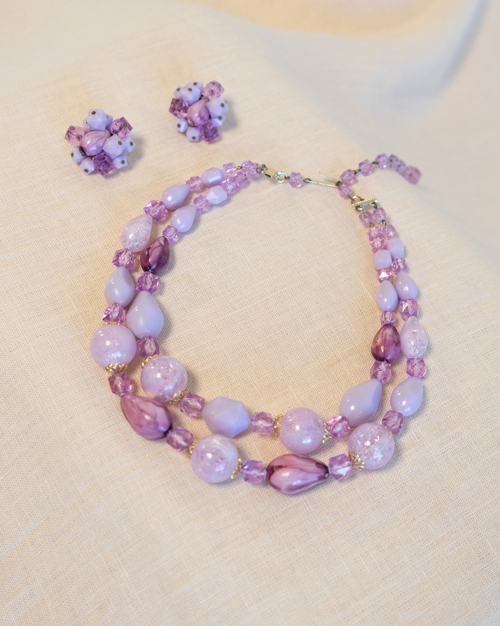 60s Western Germany Amethyst Beads Layered Necklace