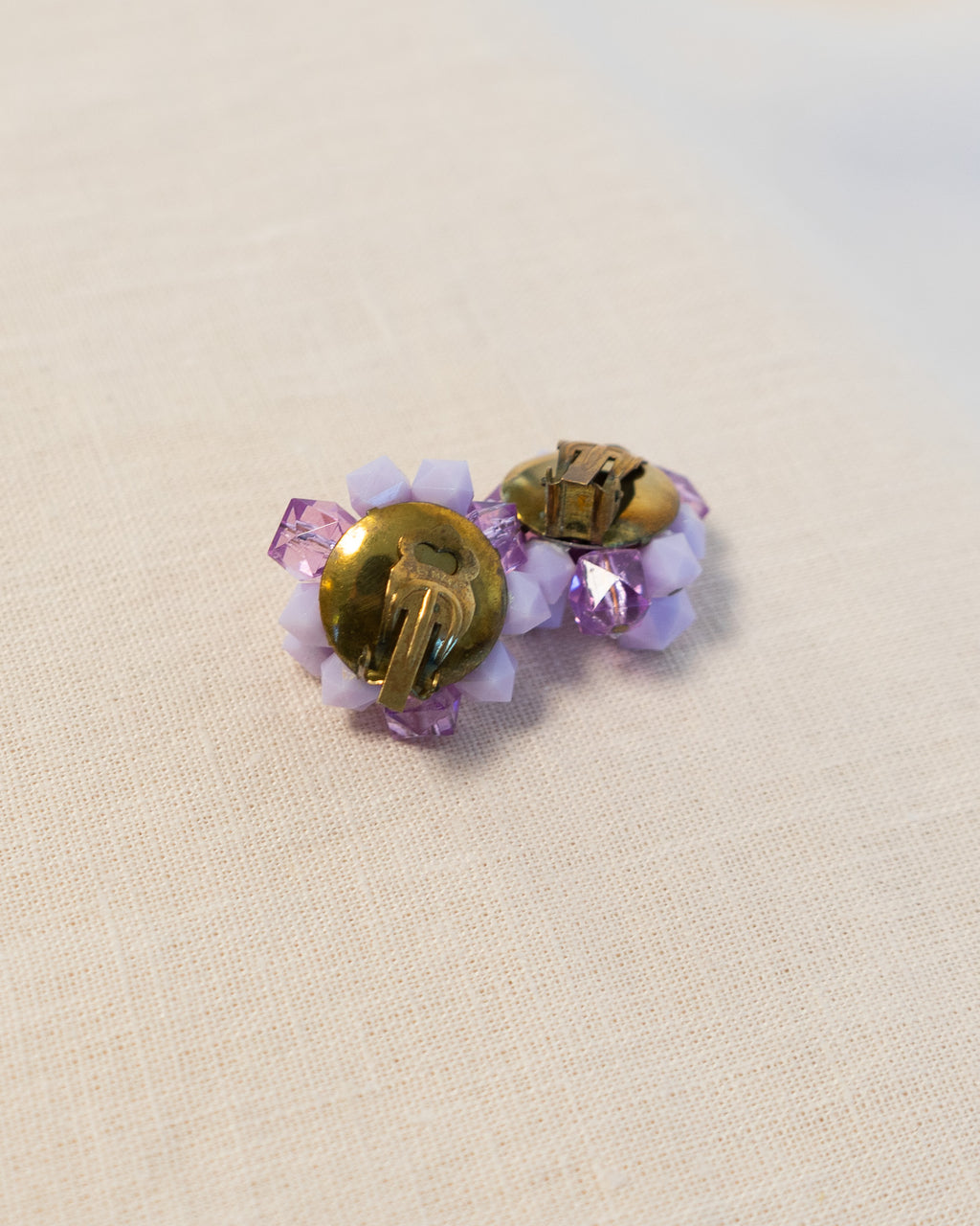 60s Western Germany Amethyst Beads Clip-on Earrings