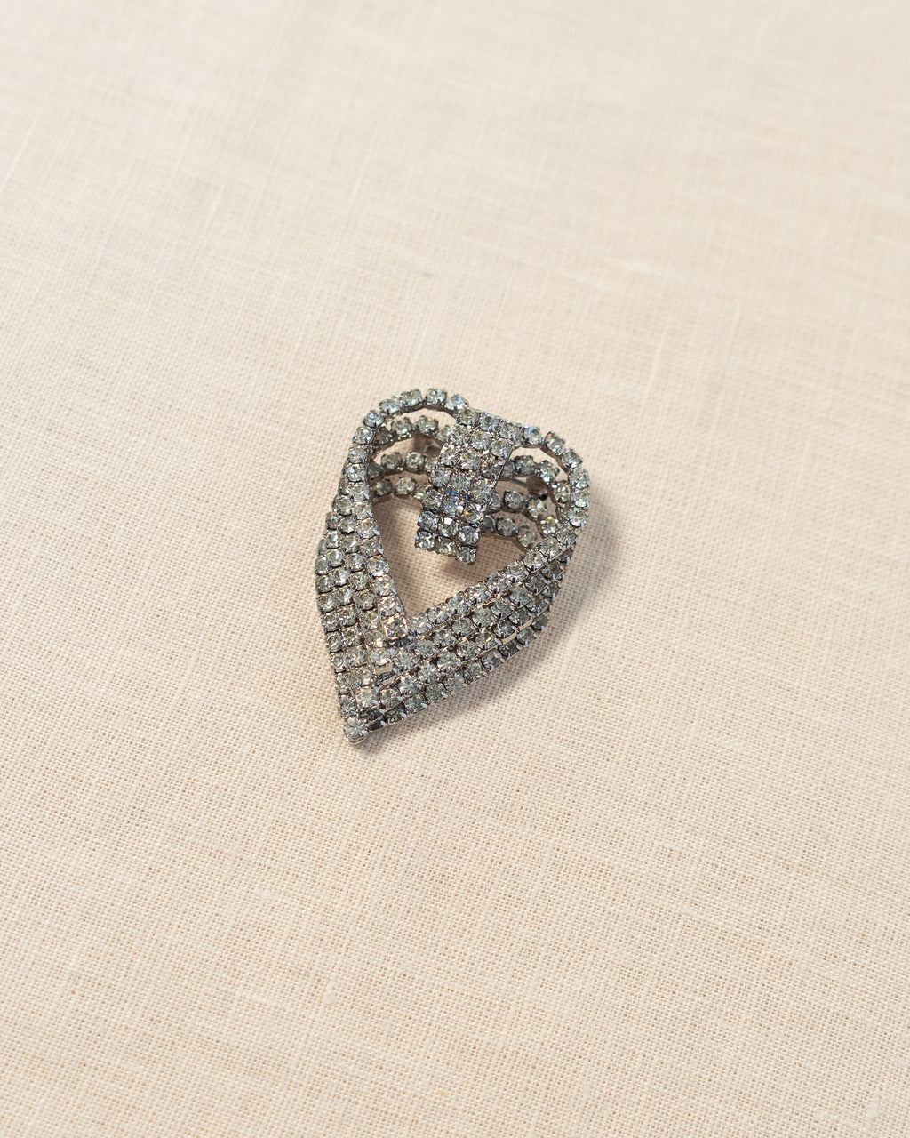 80s Rhinestone Four Layered Heart Brooch
