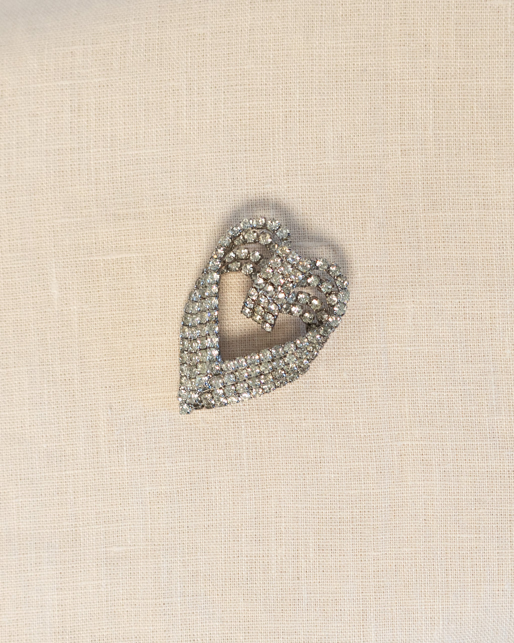 80s Rhinestone Four Layered Heart Brooch