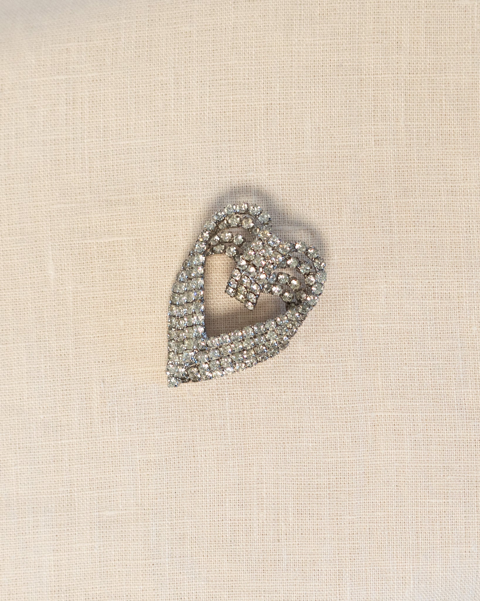 80s Rhinestone Four Layered Heart Brooch