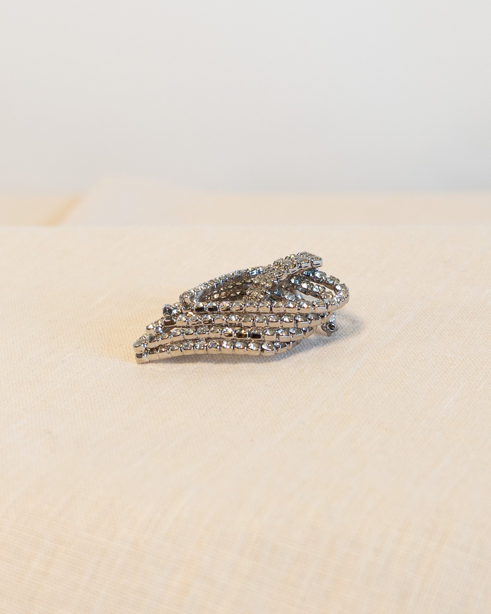 80s Rhinestone Four Layered Heart Brooch