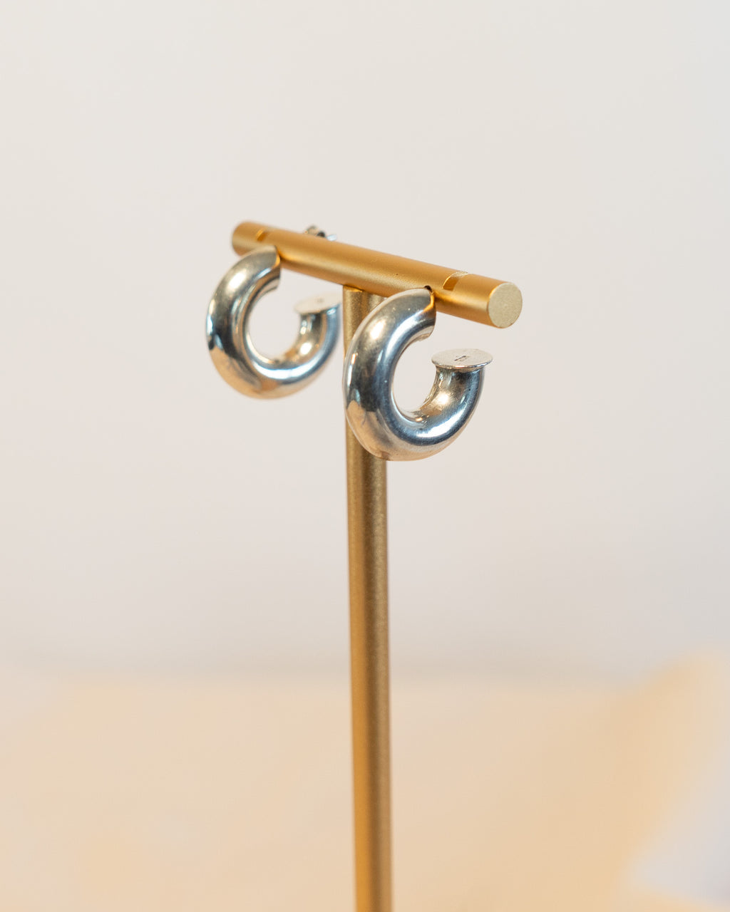 90s Sterling Silver Thick Small Hoops