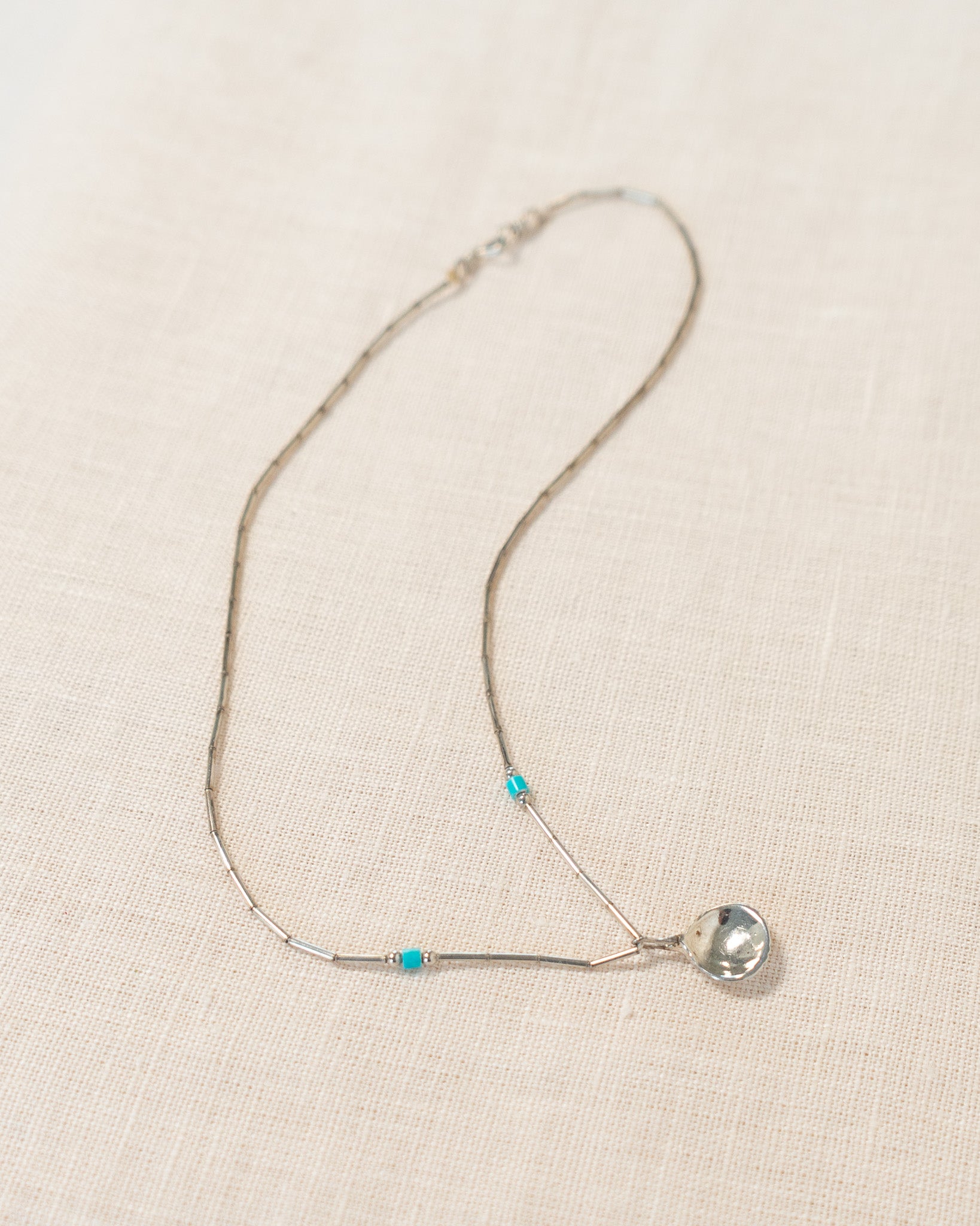 Sterling Silver & Turquose Beaded Shell Necklace