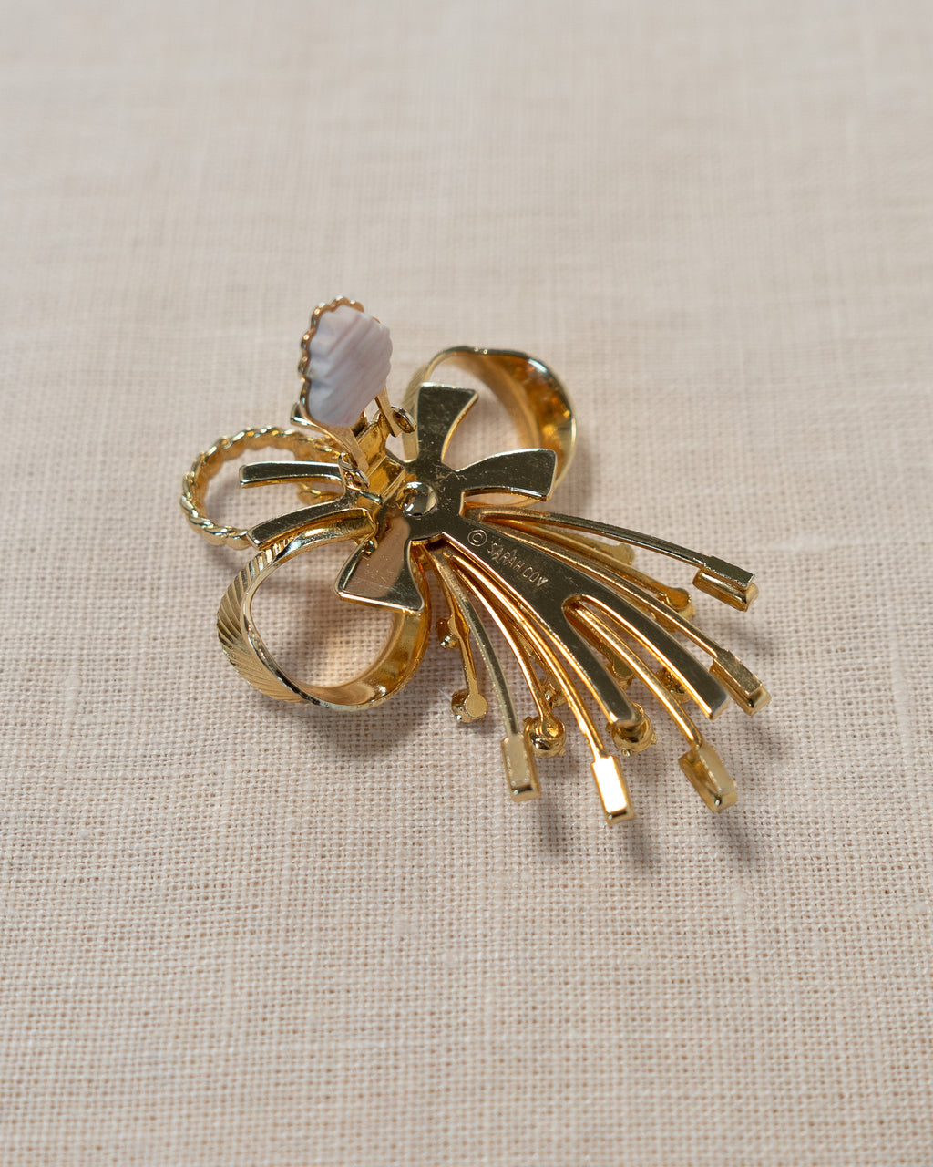 70s Sarah Coventry Bow Rhinestone Clip-on Earrings