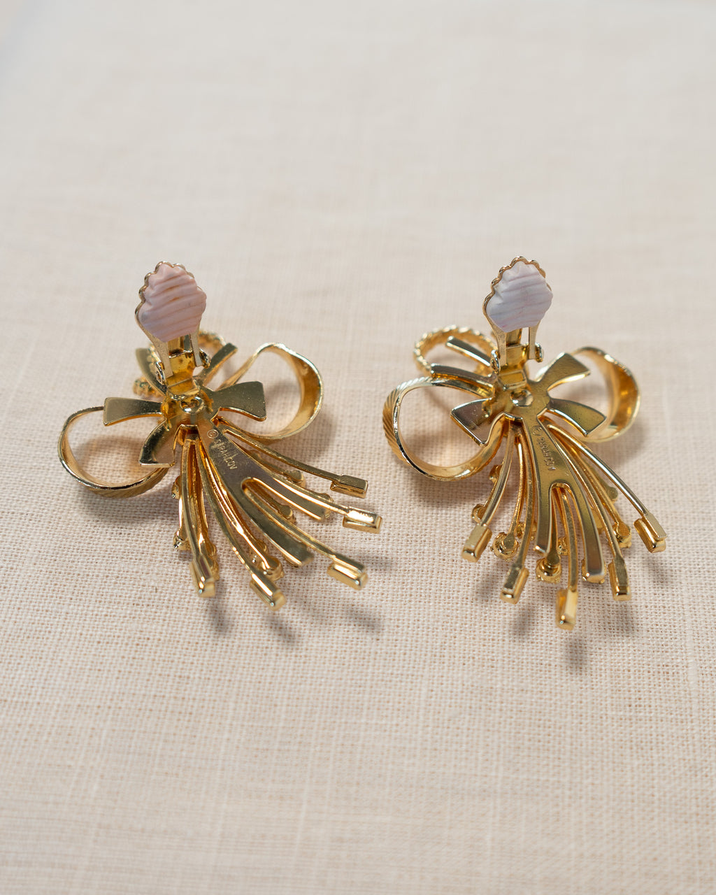 70s Sarah Coventry Bow Rhinestone Clip-on Earrings