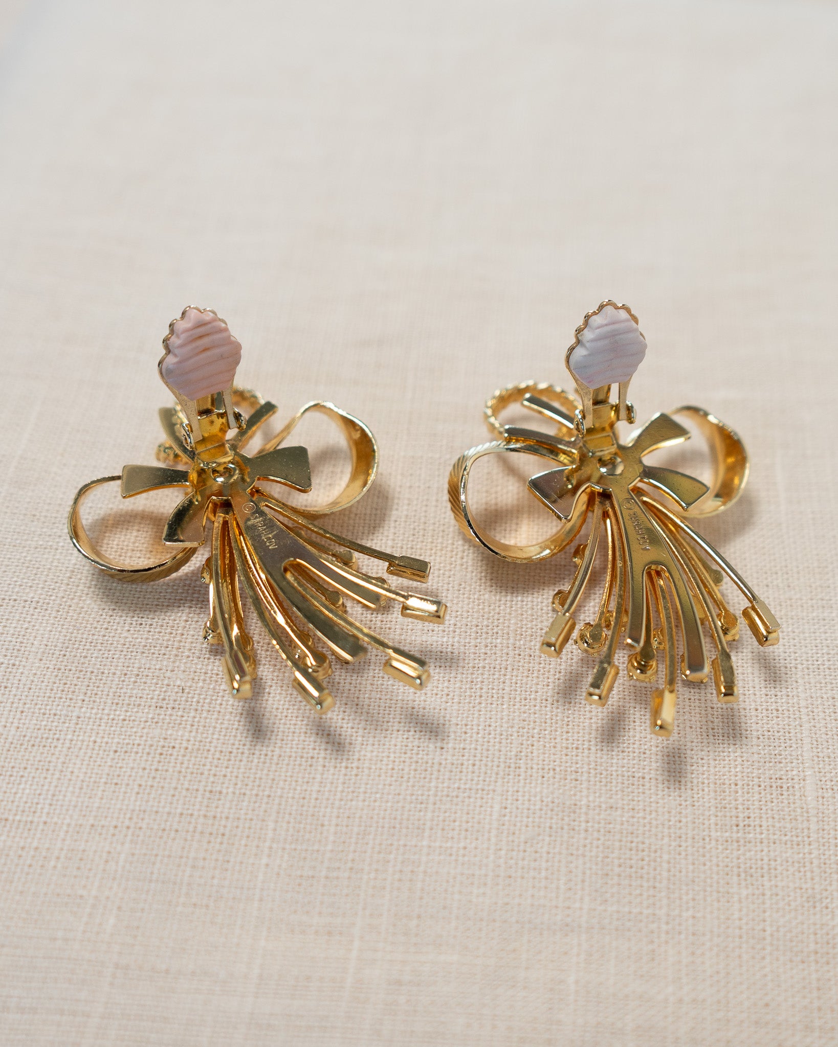 70s Sarah Coventry Bow Rhinestone Clip-on Earrings
