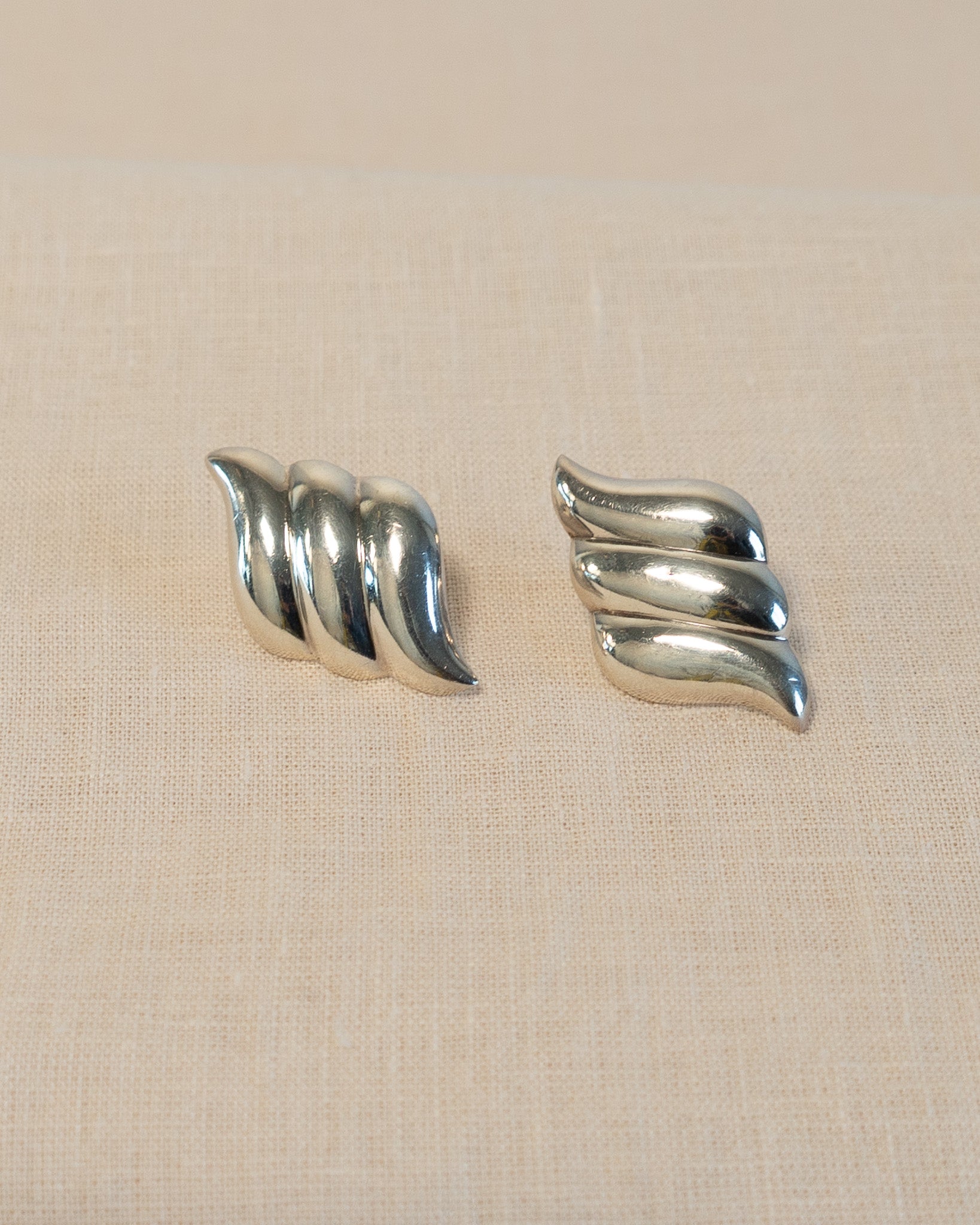 Sterling Silver Triple Waves Earrings