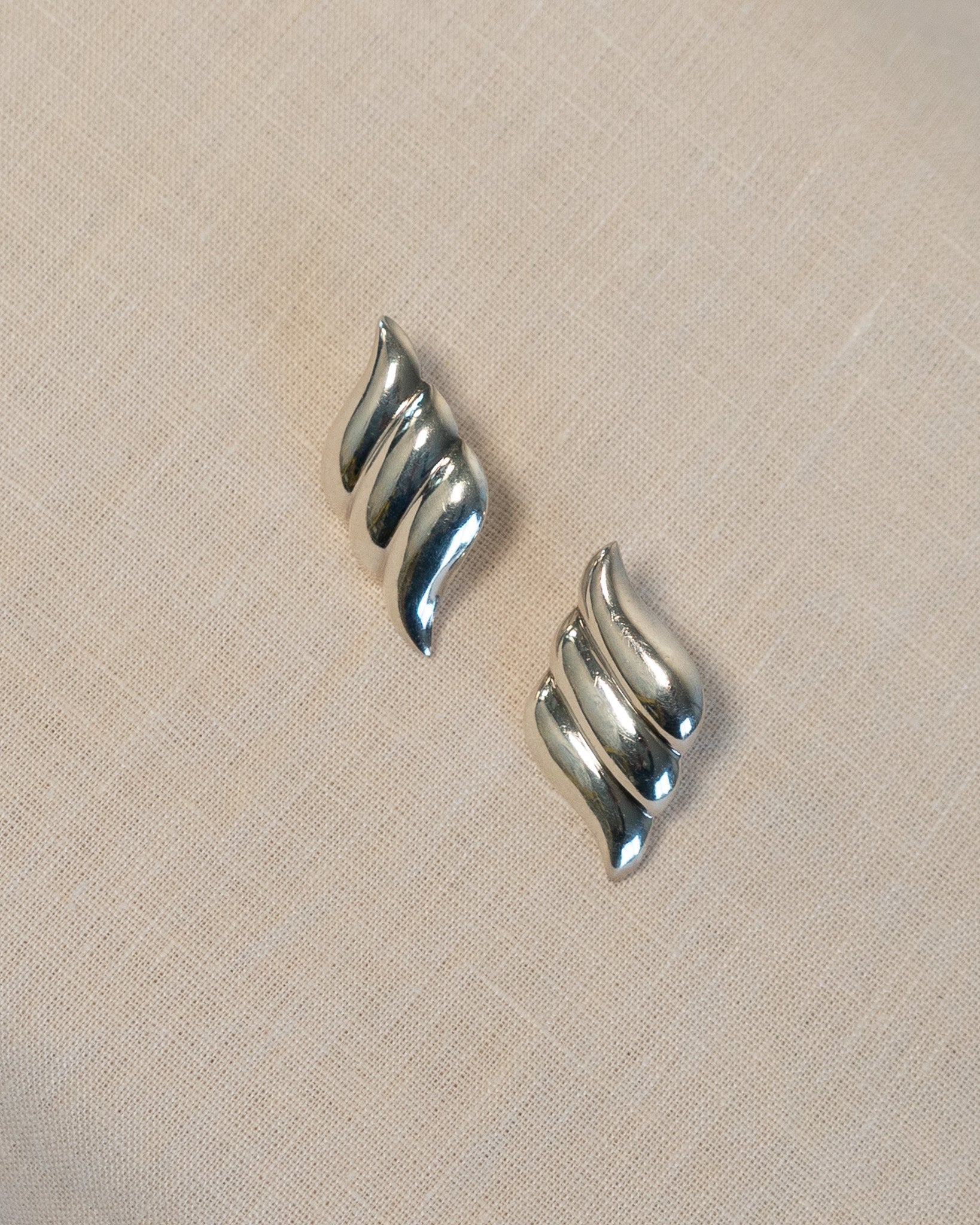 Sterling Silver Triple Waves Earrings