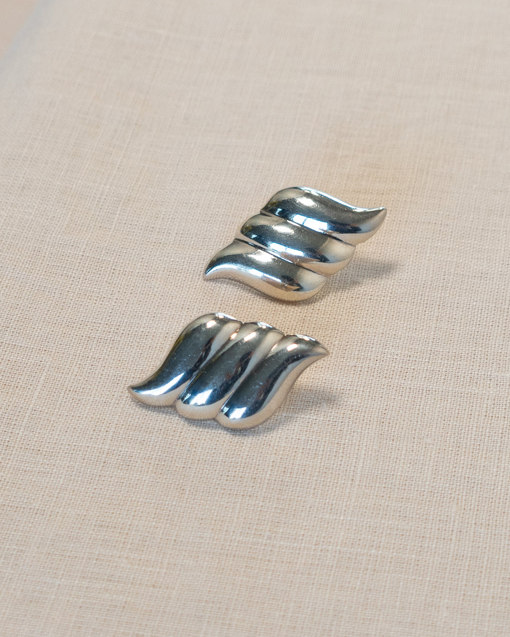 Sterling Silver Triple Waves Earrings