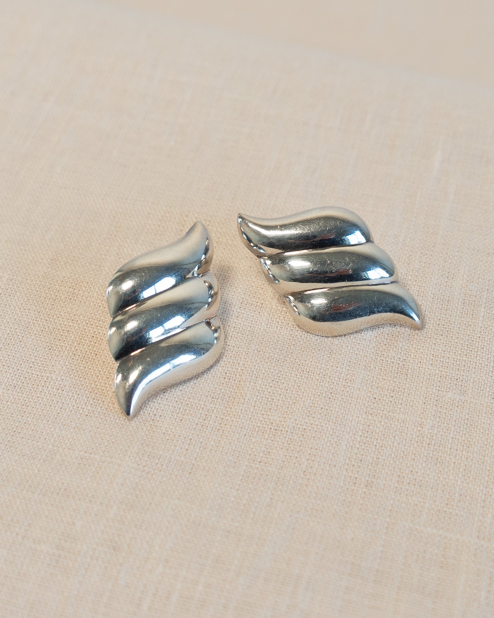 Sterling Silver Triple Waves Earrings
