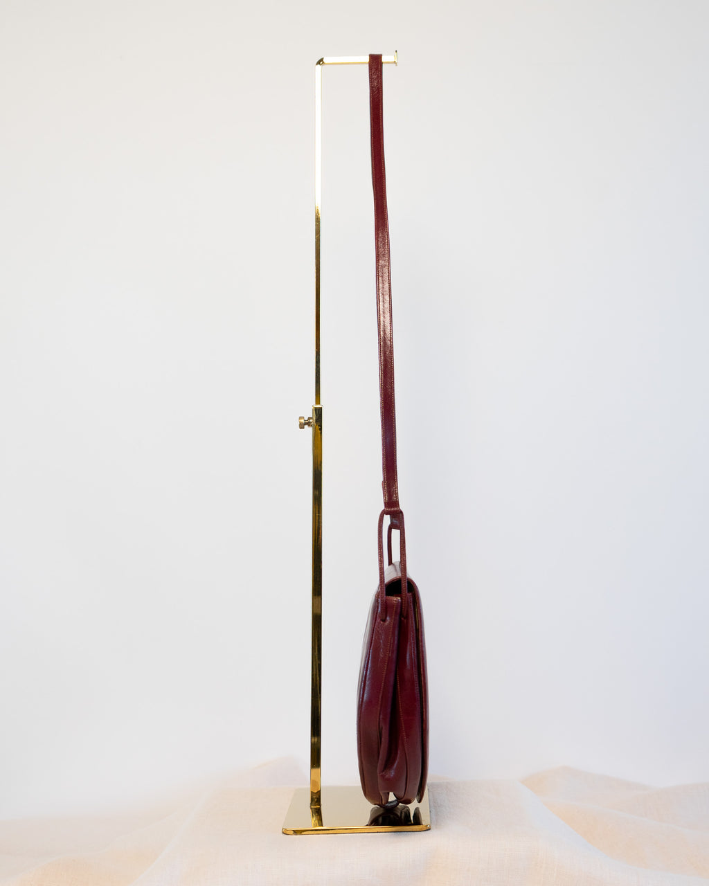 80s Charles Jourdan Semi-Circle Oxblood Genuine Leather Shoulder Bag