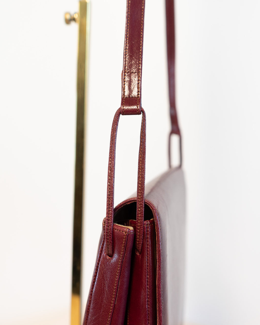80s Charles Jourdan Semi-Circle Oxblood Genuine Leather Shoulder Bag