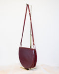 80s Charles Jourdan Semi-Circle Oxblood Genuine Leather Shoulder Bag