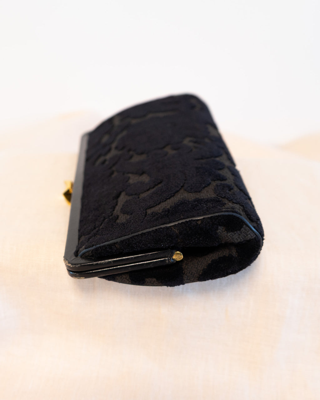 60s Black Velvet Burnished Clutch