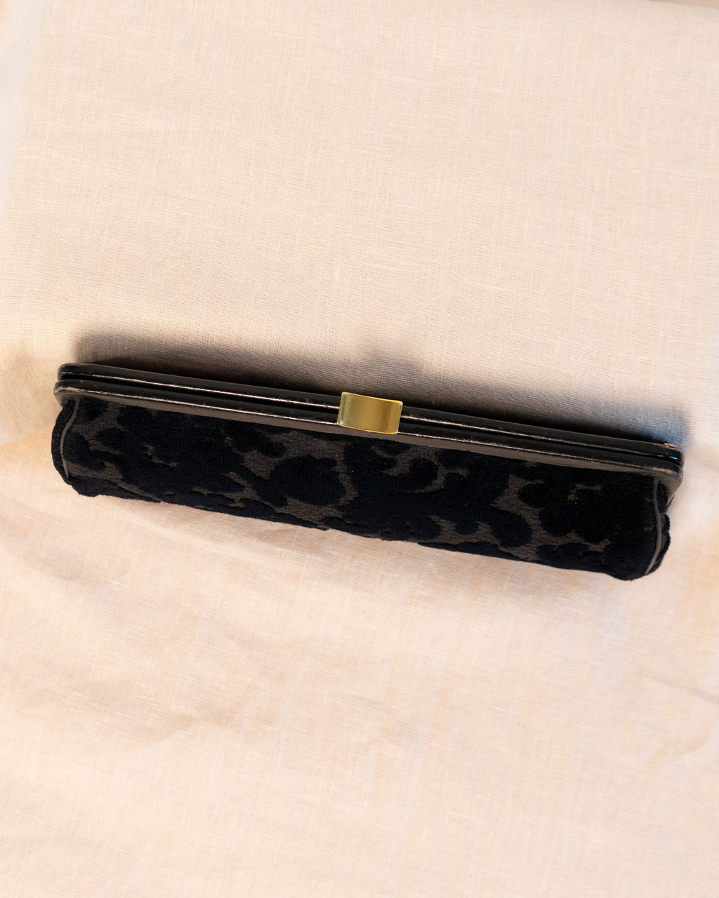 60s Black Velvet Burnished Clutch