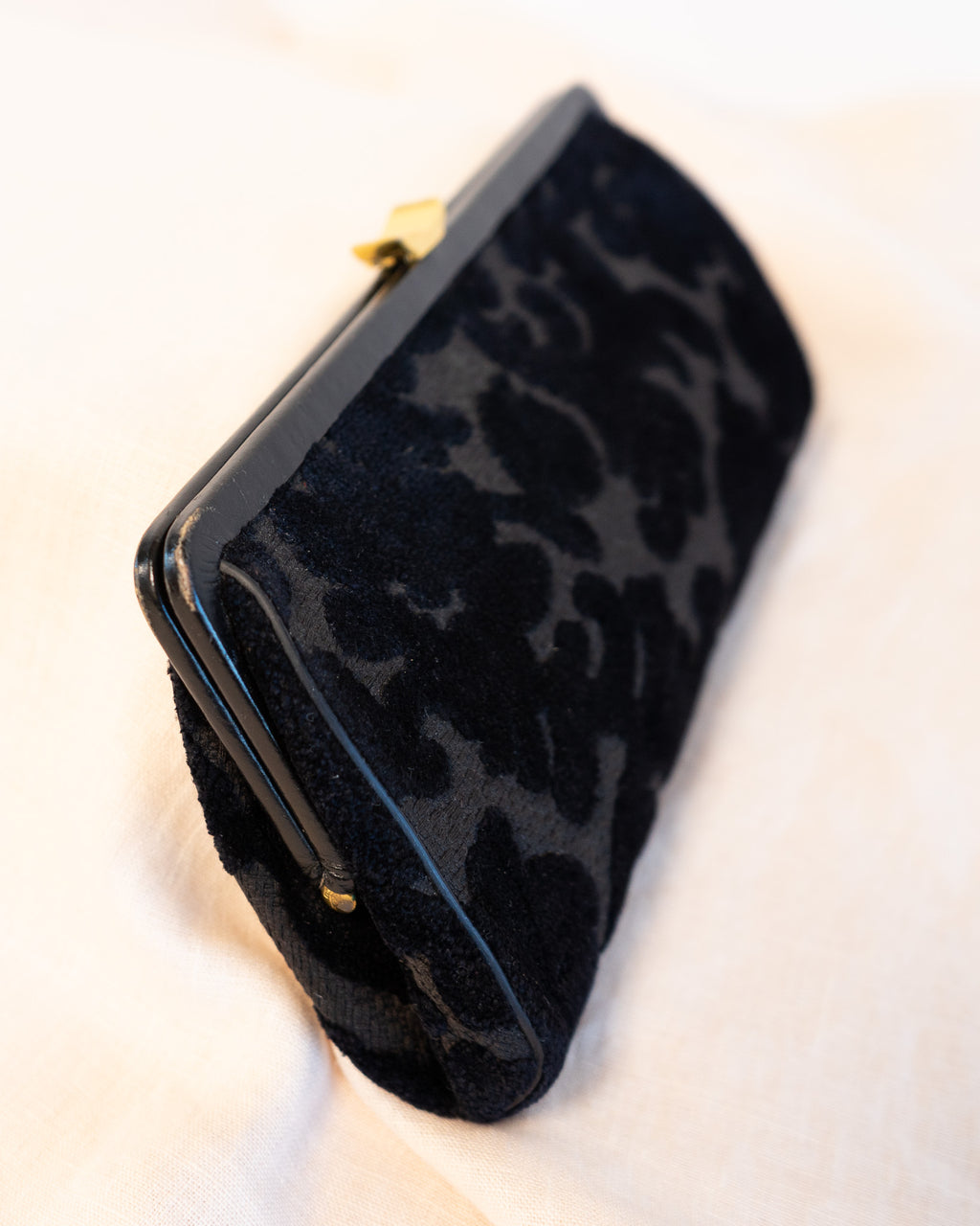 60s Black Velvet Burnished Clutch