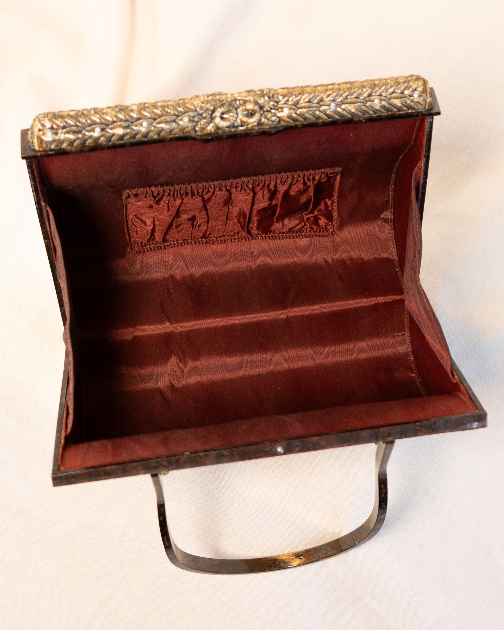 50s Original Willardy of New York Marbleized Cocoa Color Lucite Handbag