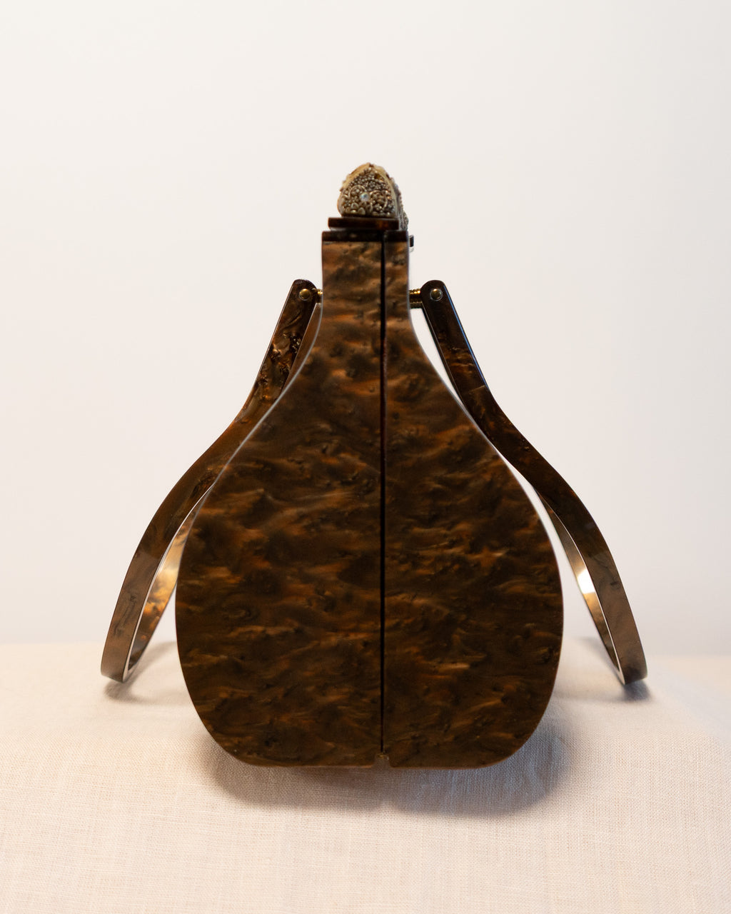 50s Original Willardy of New York Marbleized Cocoa Color Lucite Handbag