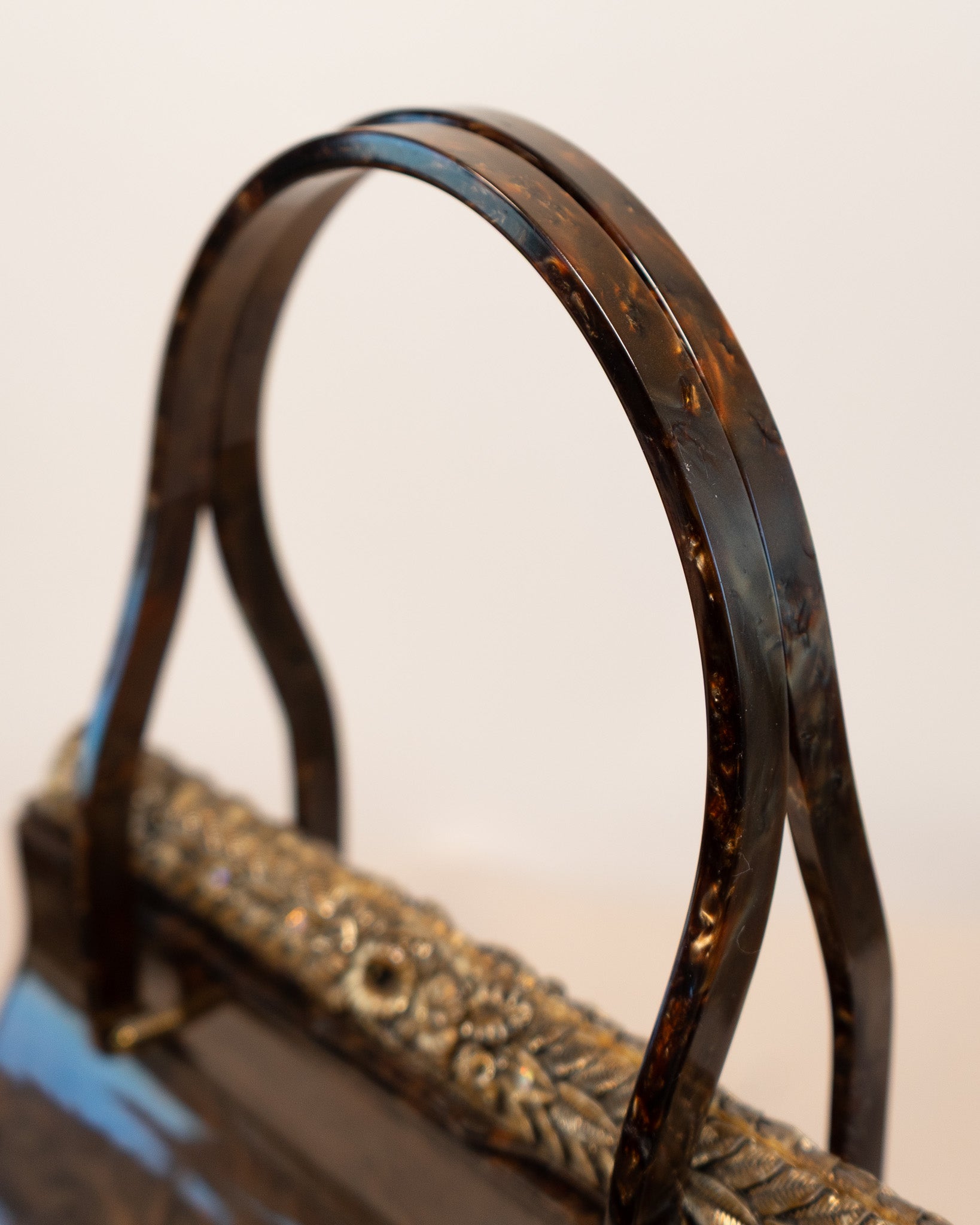 50s Original Willardy of New York Marbleized Cocoa Color Lucite Handbag