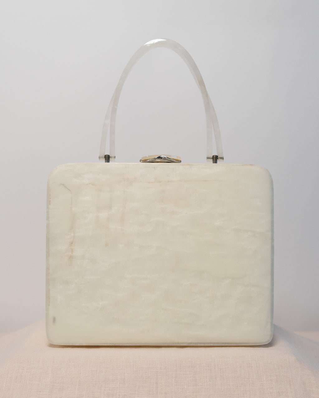 50s Original Willardy of New York Opalescent White Lucite & Diamonds Handbag