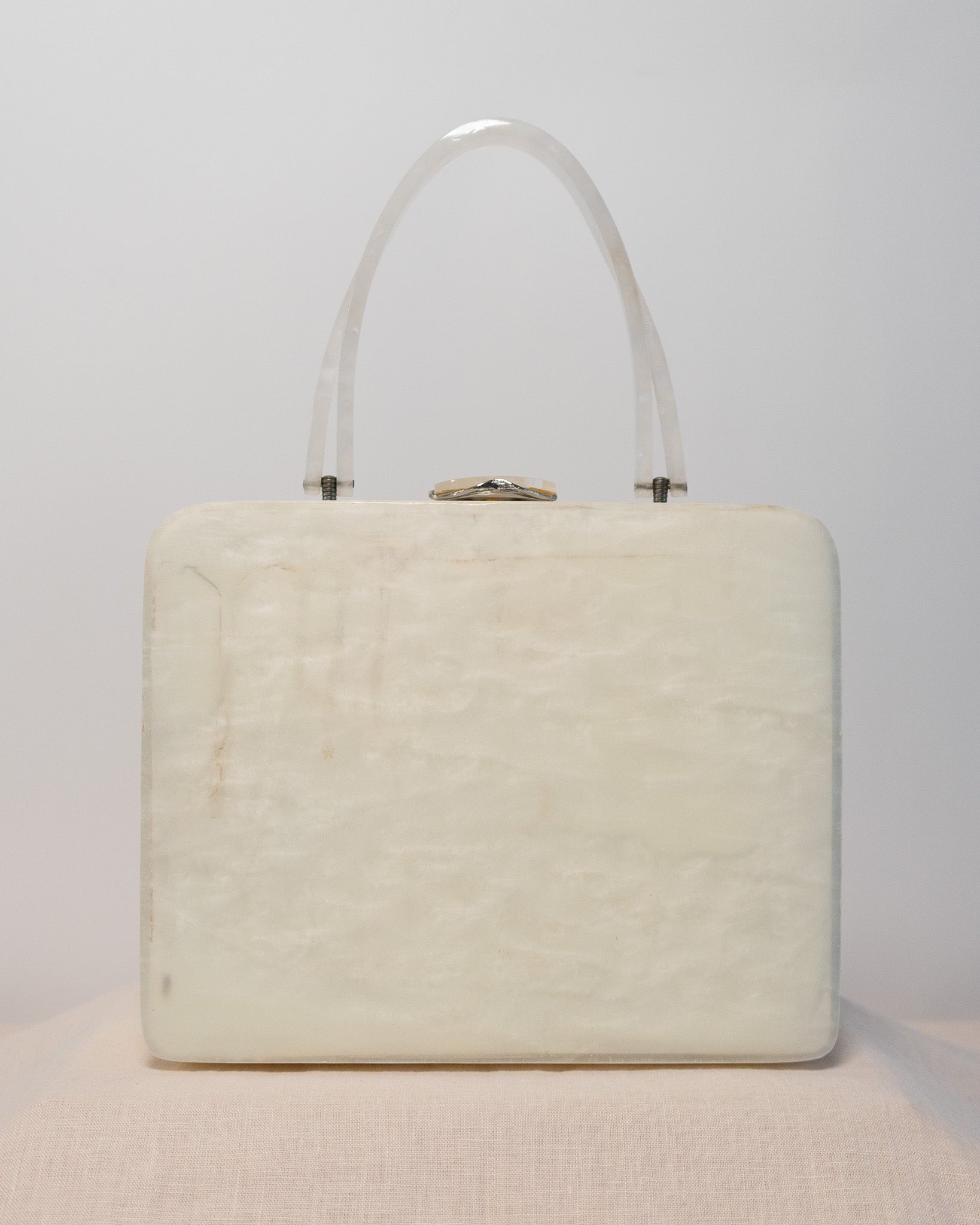 50s Original Willardy of New York Opalescent White Lucite & Diamonds Handbag