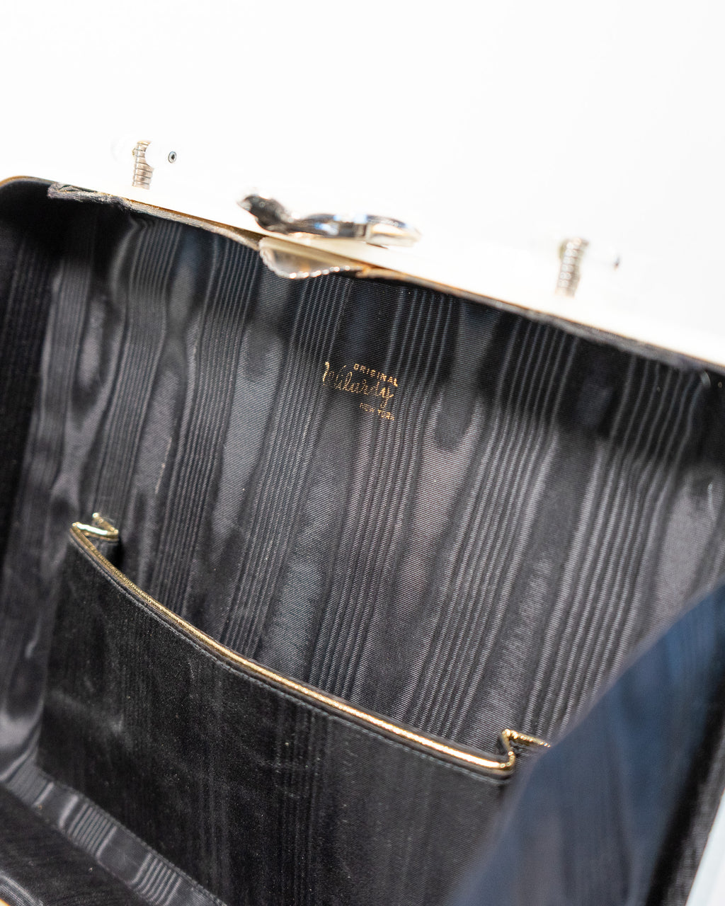50s Original Willardy of New York Opalescent White Lucite & Diamonds Handbag