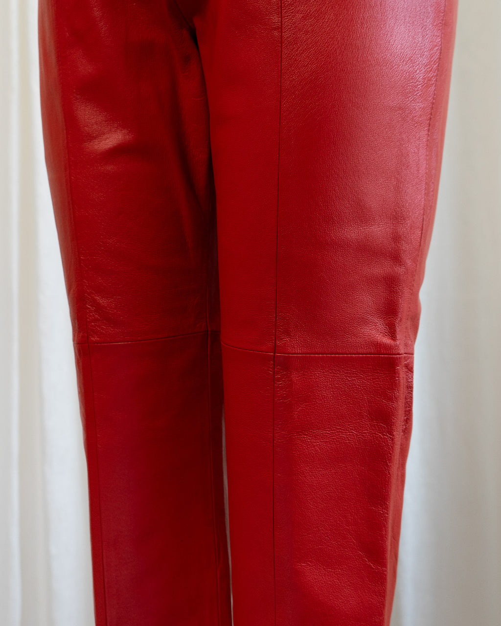 90s Straight Leg Red Genuine Leather Pants