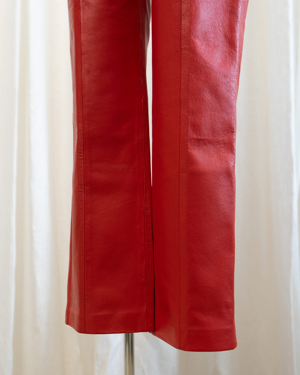 90s Straight Leg Red Genuine Leather Pants