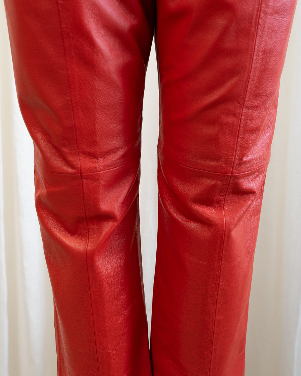 90s Straight Leg Red Genuine Leather Pants
