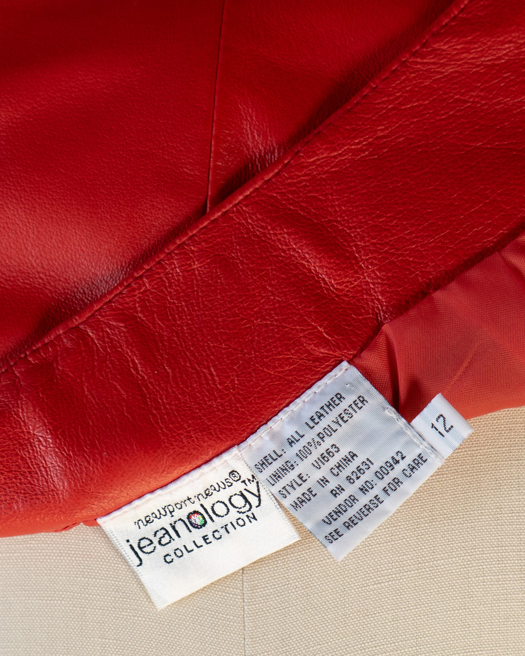 90s Straight Leg Red Genuine Leather Pants