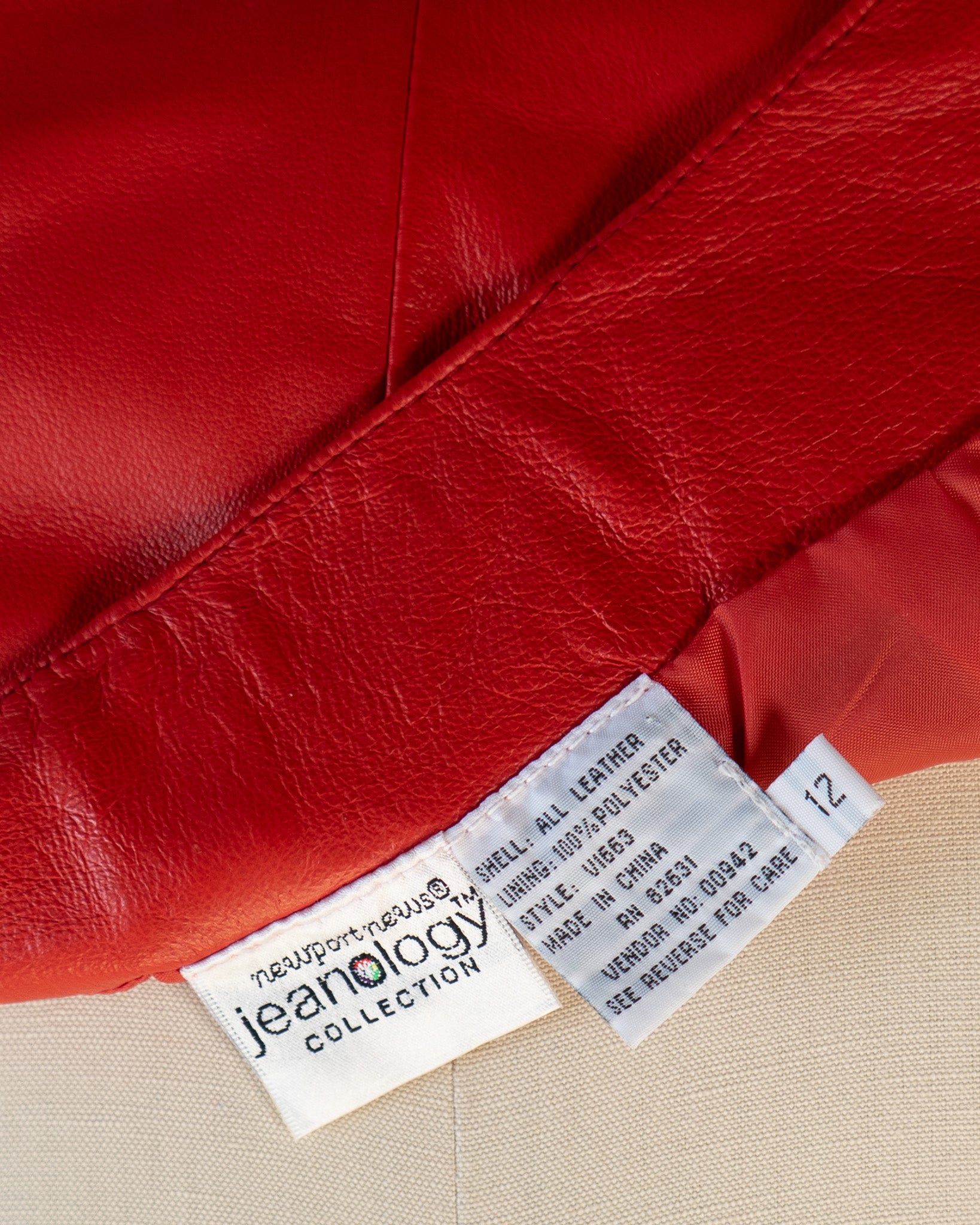 90s Straight Leg Red Genuine Leather Pants