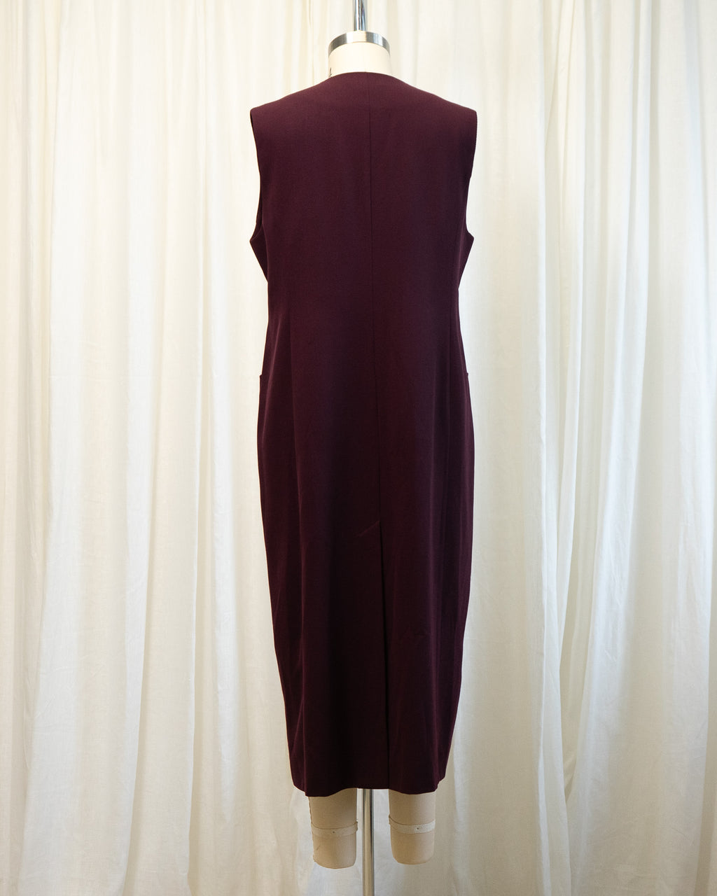 80s Jaeger Pure New Wool Eggplant Color Sleeveless Dress