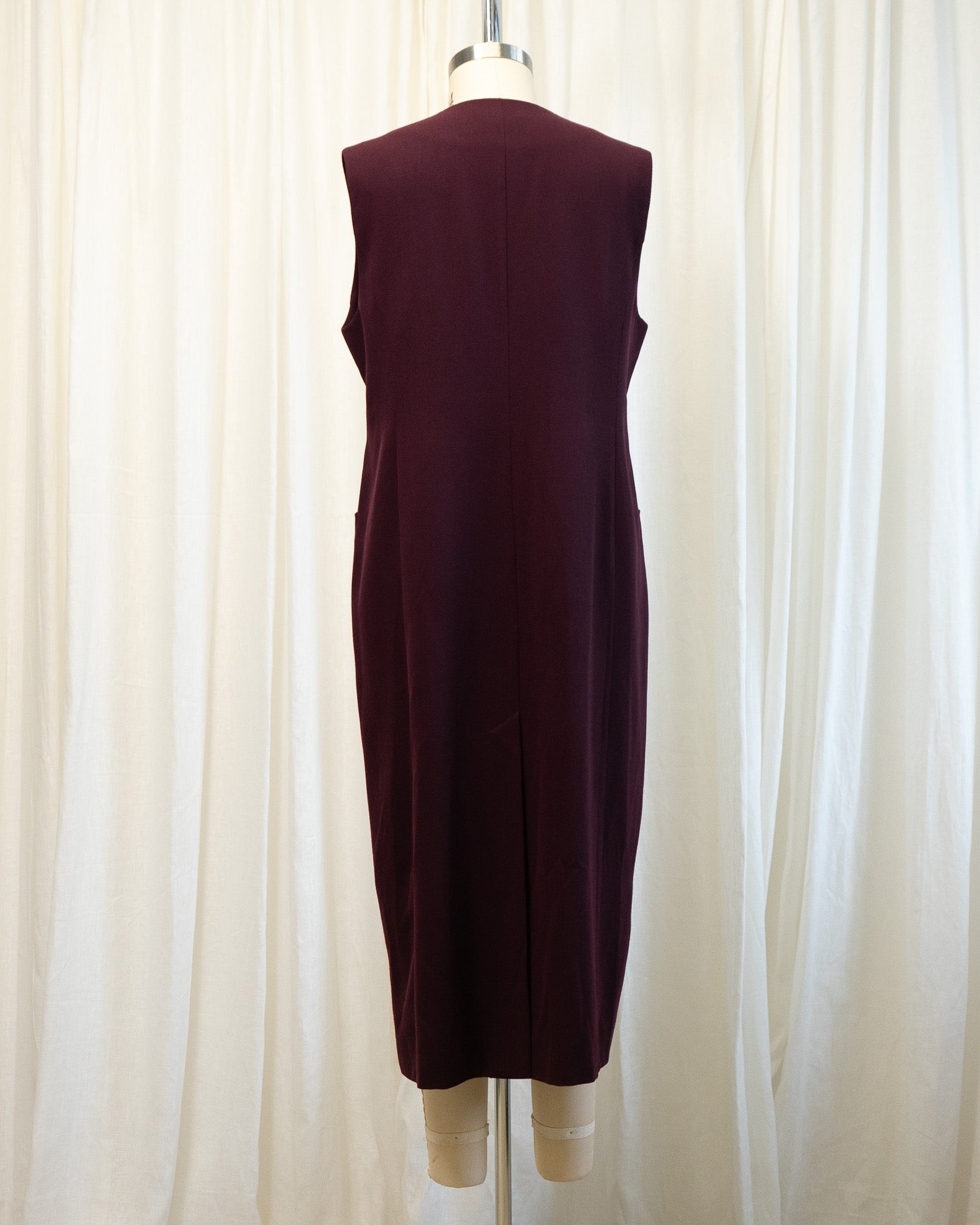 80s Jaeger Pure New Wool Eggplant Color Sleeveless Dress
