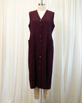 80s Jaeger Pure New Wool Eggplant Color Sleeveless Dress