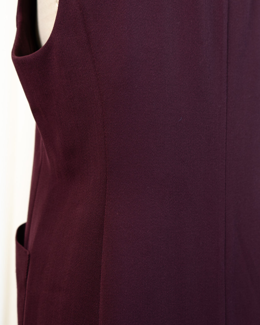 80s Jaeger Pure New Wool Eggplant Color Sleeveless Dress