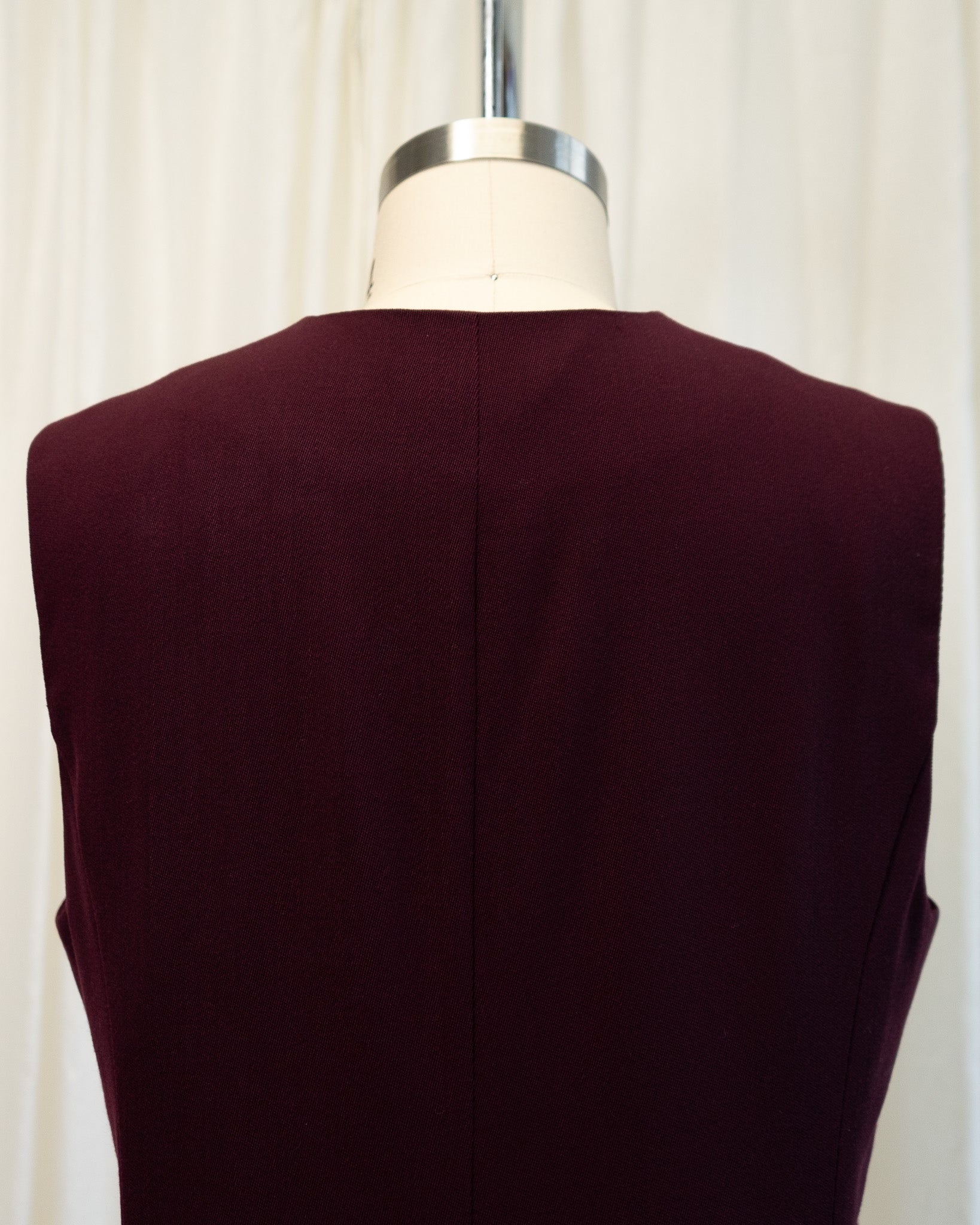 80s Jaeger Pure New Wool Eggplant Color Sleeveless Dress