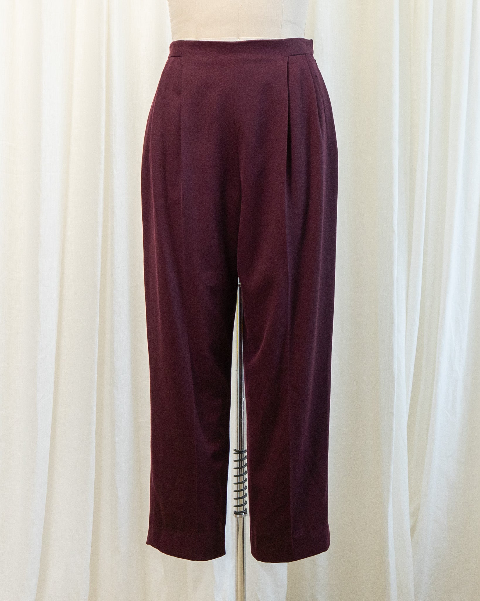 80s Jaeger Pure New Wool Eggplant Color Pleated Pants