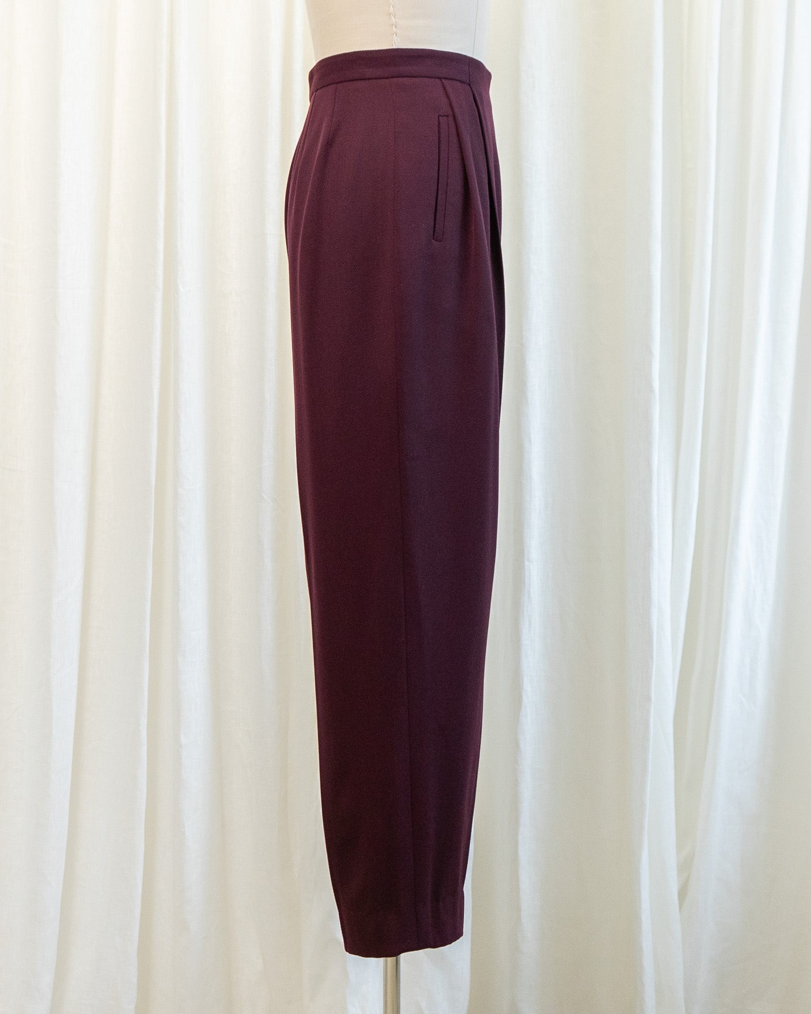 80s Jaeger Pure New Wool Eggplant Color Pleated Pants