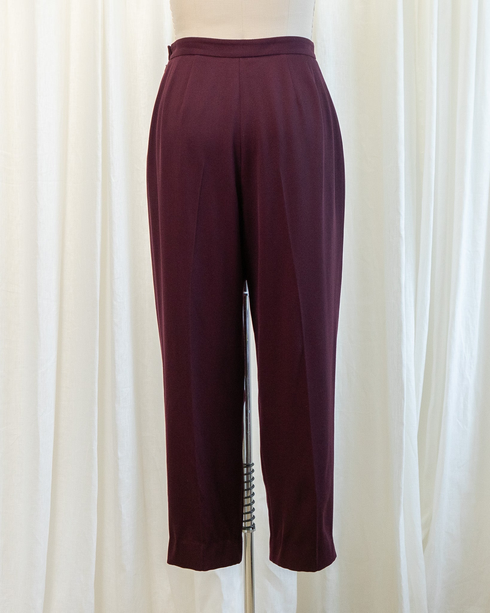 80s Jaeger Pure New Wool Eggplant Color Pleated Pants