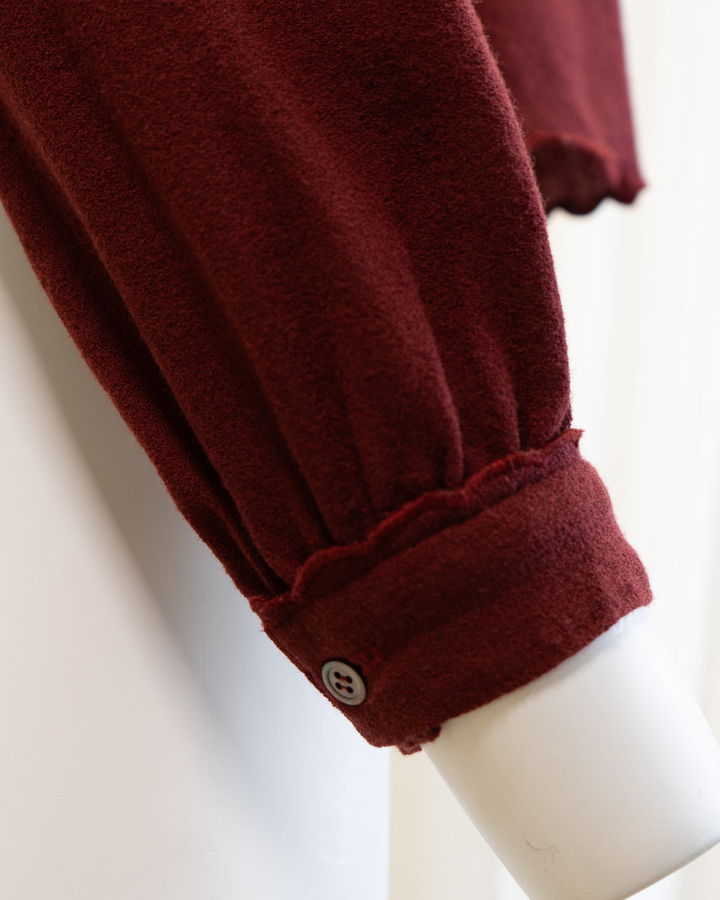 70s Maroon Pure Wool Scalloped Platter Collar Cropped Blouse