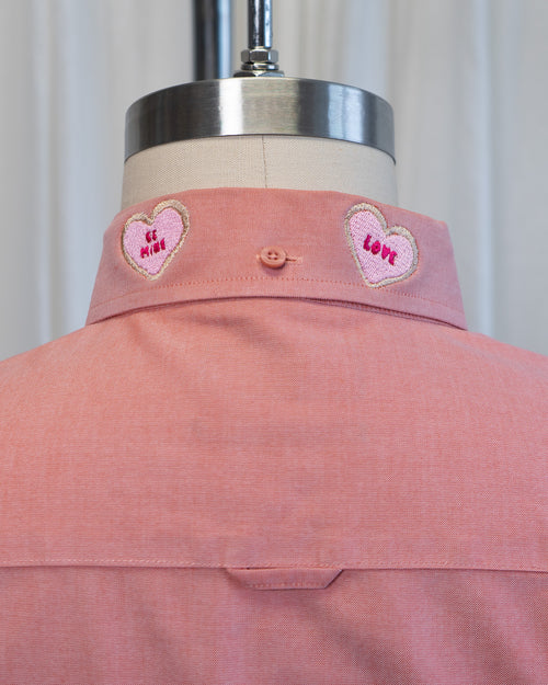00s "Valentine's Day Cookies" Embroidered Nordstrom Red Button Down Shirt
