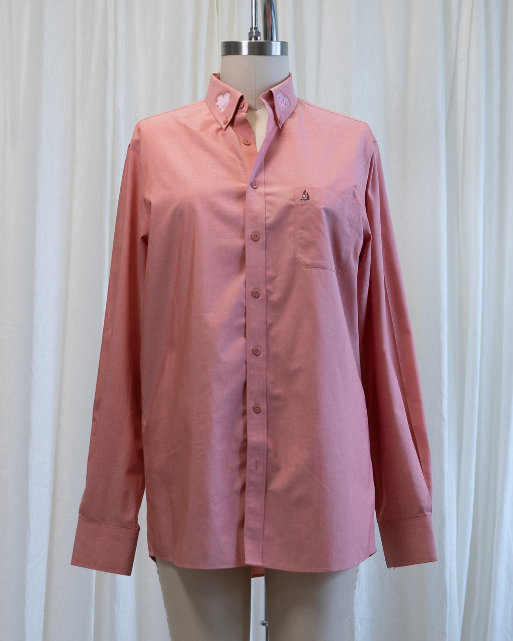 00s "Heart Cookies" Embroidered Nordstrom Red Button Down Shirt