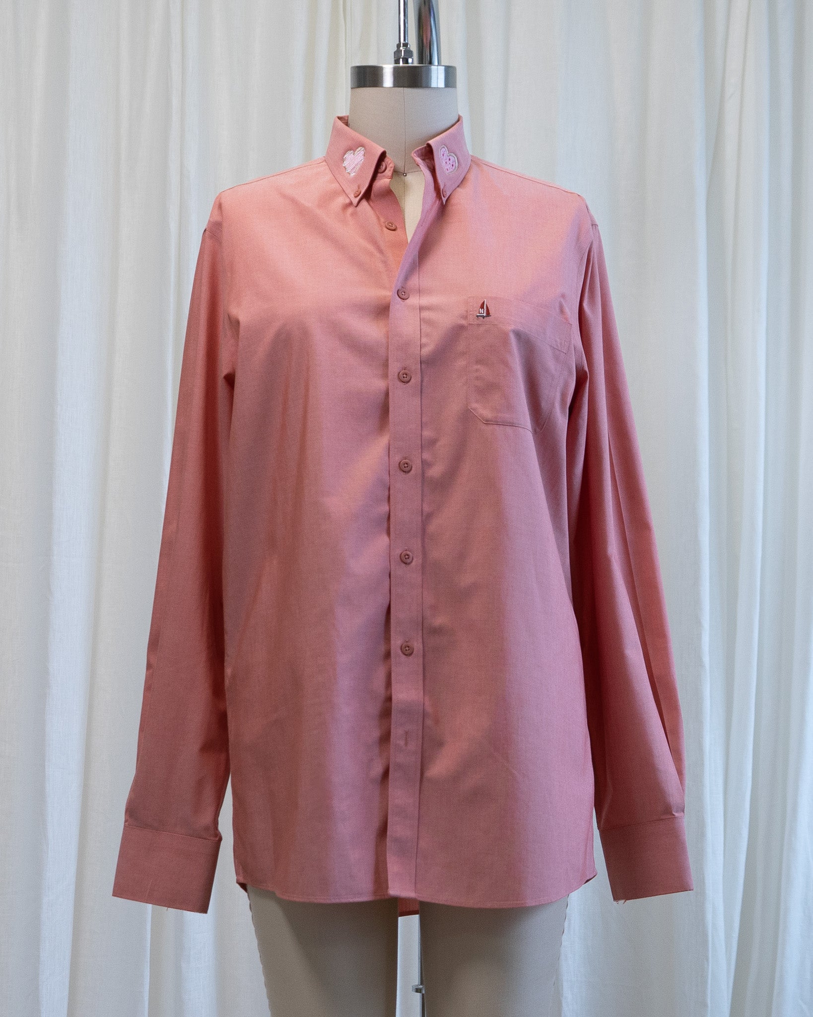 00s "Heart Cookies" Embroidered Nordstrom Red Button Down Shirt
